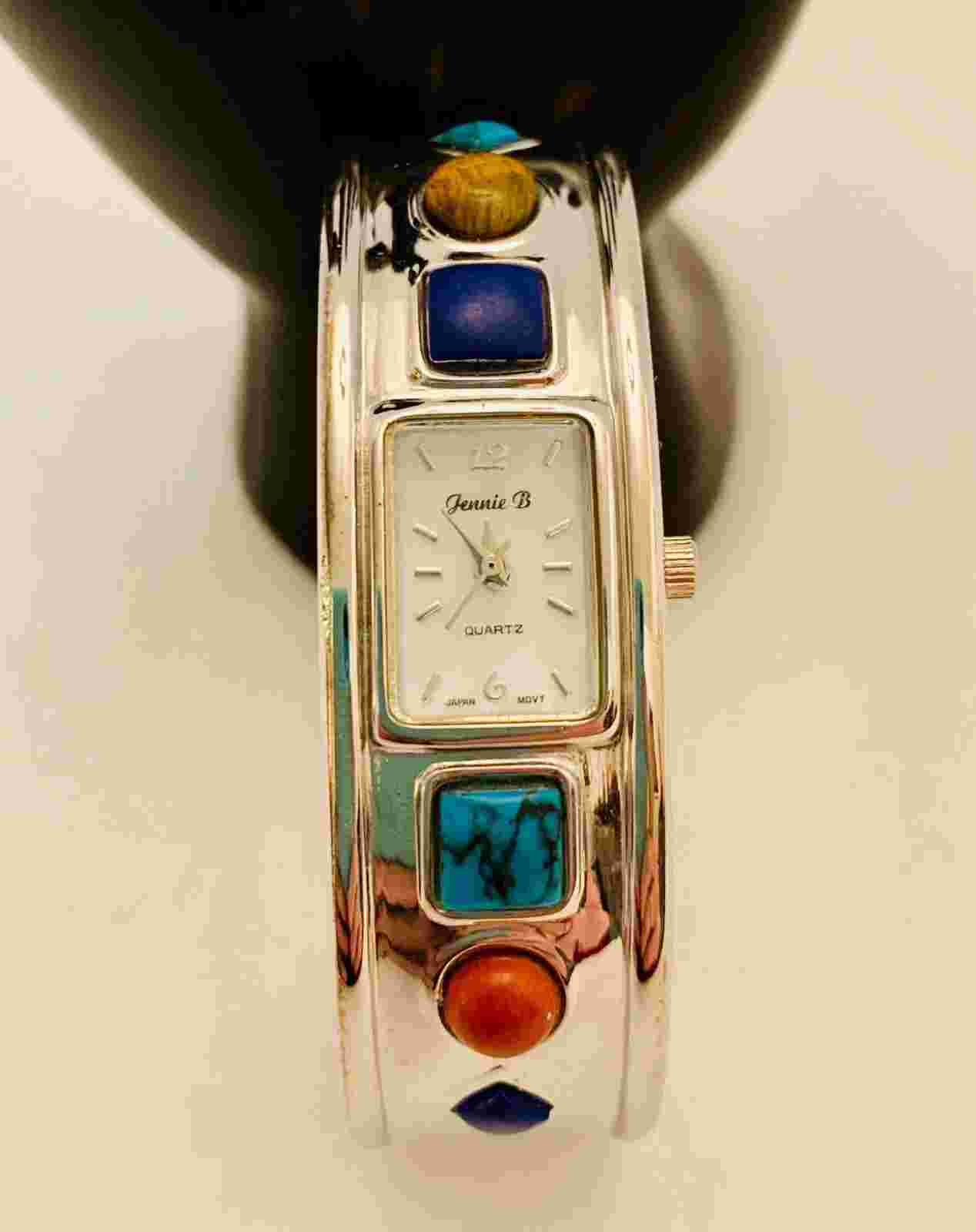 18mm Jennie B Silver Women Bracelet Watch Silver and Gemstones