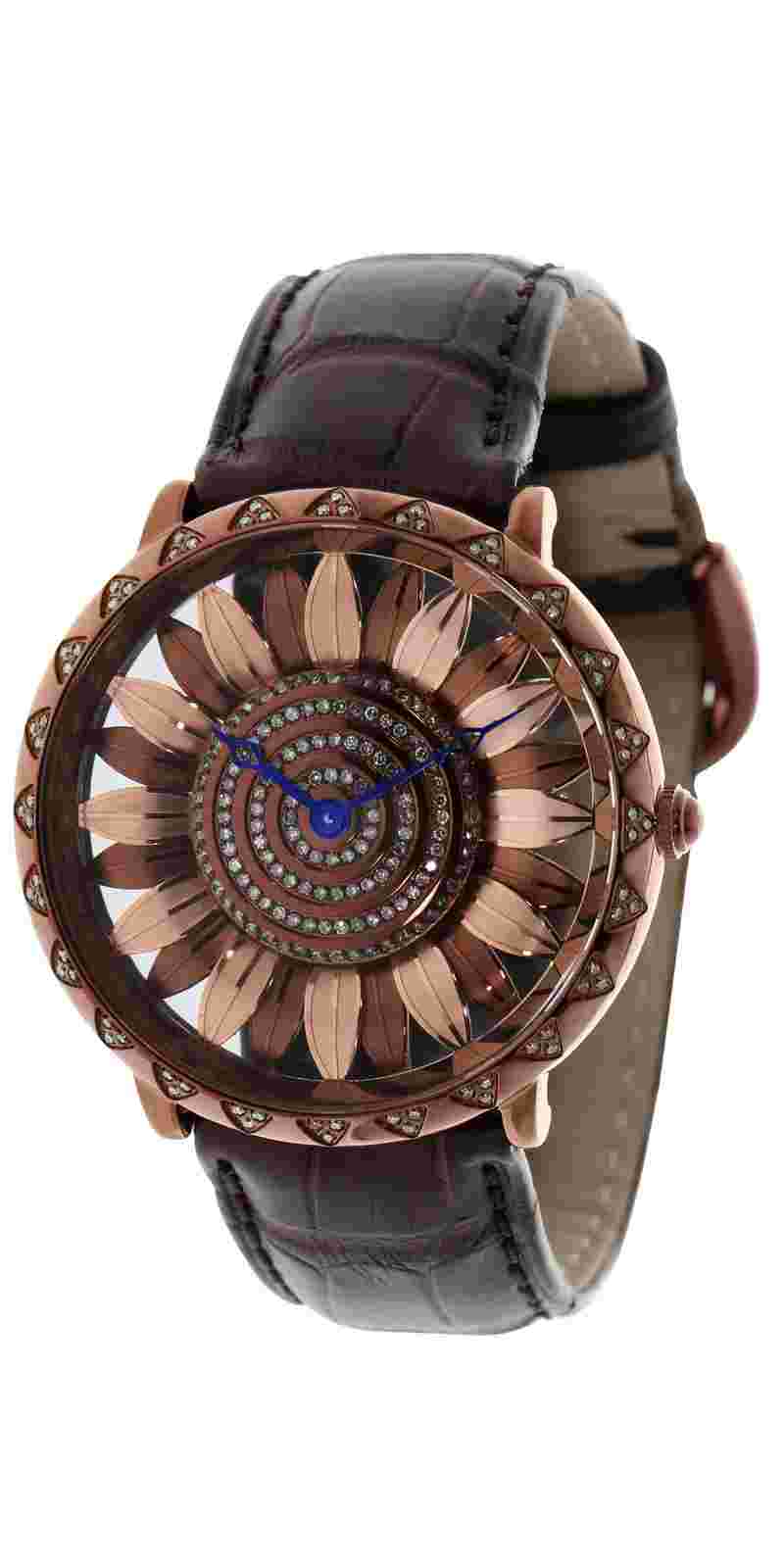 LeVian watch featuring Chocolate Diamonds in in Stainless Steel Leather Band