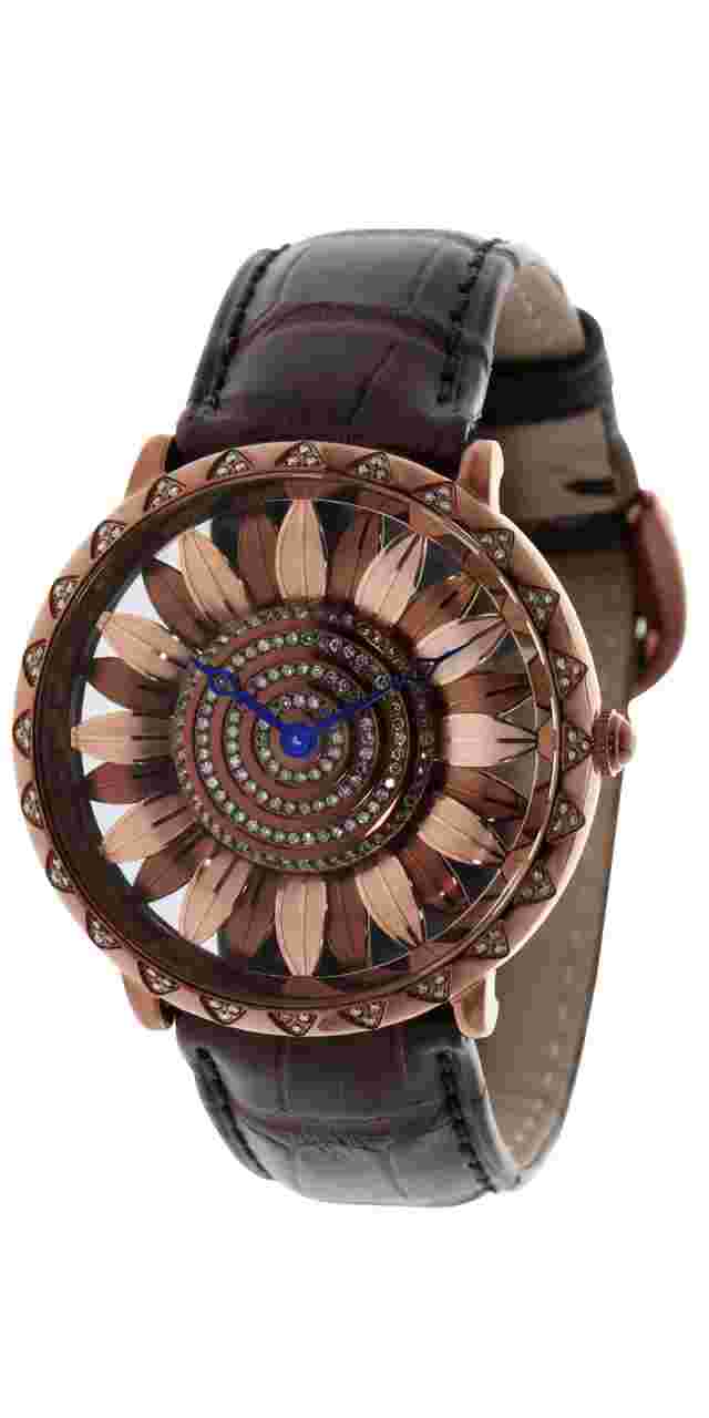 LeVian watch featuring Chocolate Diamonds in in Stainless Steel Leather Band