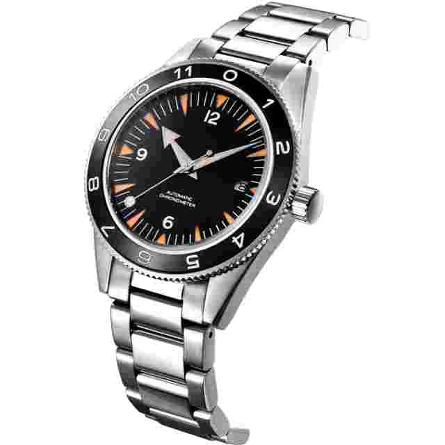 41mm Corgeut Automatic mens watch black dial ceramic bezel sapphire Steel band