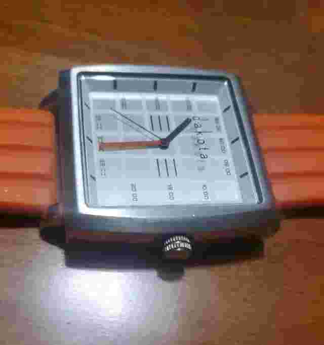Unique Men's Dakota Watch With Large Square Face And Orange Silicone Band