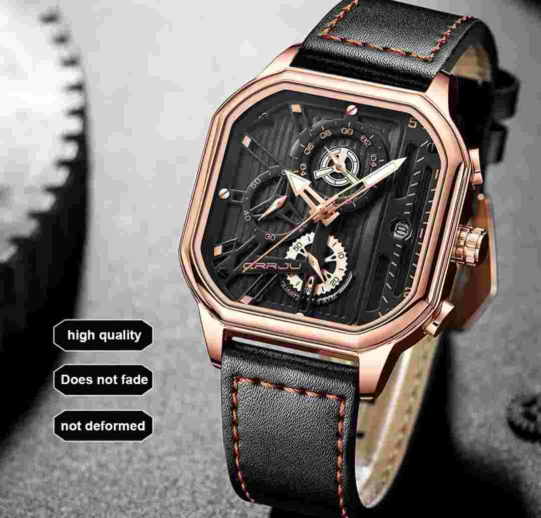 🔥 CHEAP 🔥 GOOD LOOKING 🔥Luxury Men's  Watch Chronograph Leather Analog CRJJU