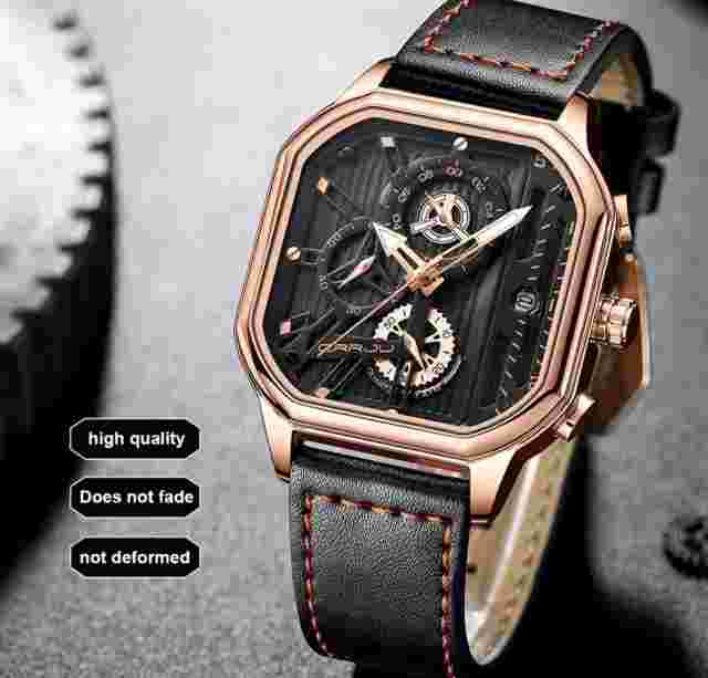 🔥 CHEAP 🔥 GOOD LOOKING 🔥Luxury Men's  Watch Chronograph Leather Analog CRJJU