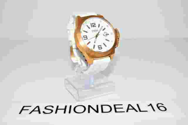 Oozoo Authentic White Leather Rose Gold SS Oversized $280 Watch
