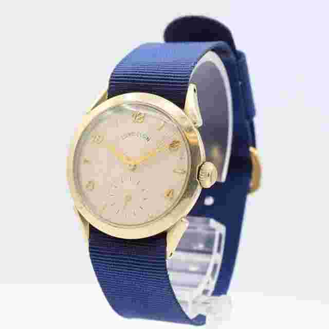Vintage Lord Elgin Waffle Dial Men's Mechanical Wristwatch USA 10k Gold Filled