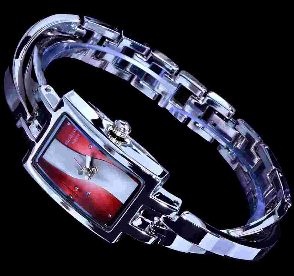Excellanc Watch Women's Watch Wristwatch Silver / Red