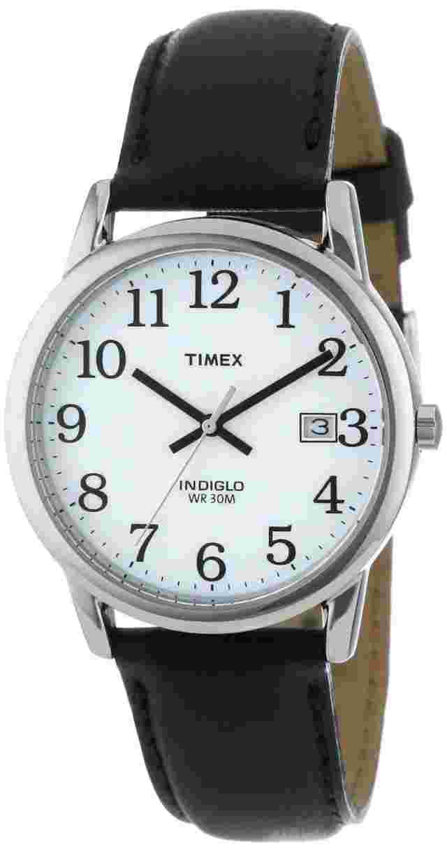Timex T2H2819J  Easy Reader 35mm Leather Strap Watch for Men Black
