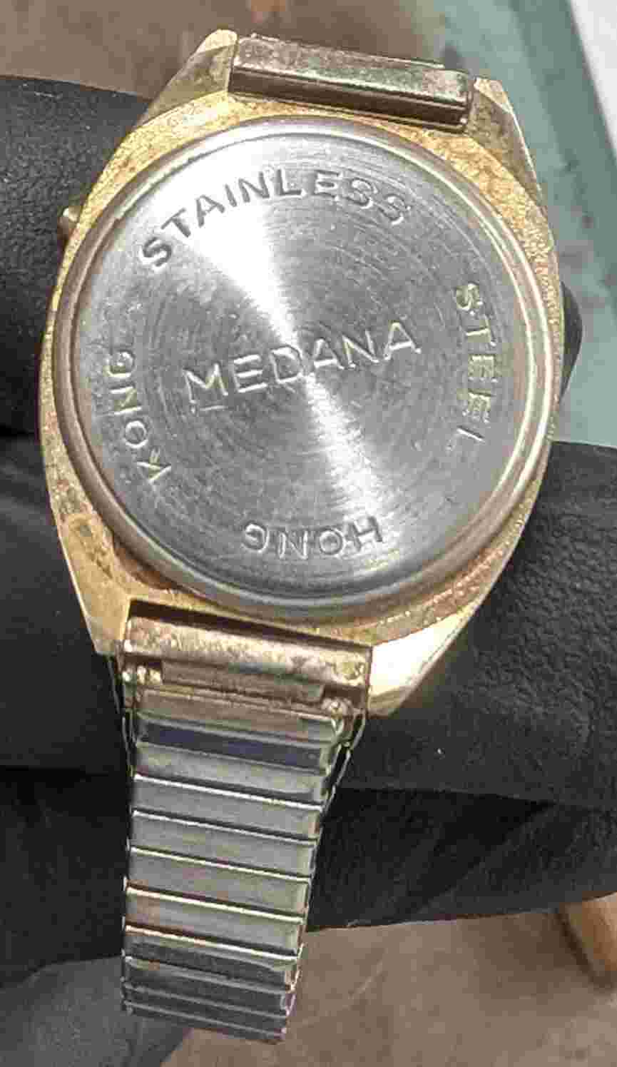 Vintage 1970's Era Medana Quartz LCD Watch, Untested, Mens, Stretch Band