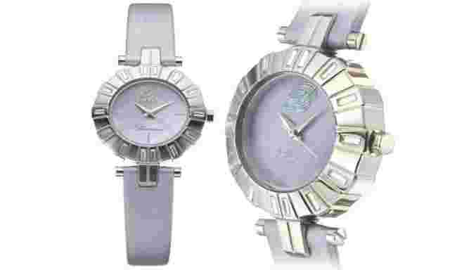 NEW Blumarine 3151LS Women's Essence Collection MOP Purple Strap Silver SS Watch