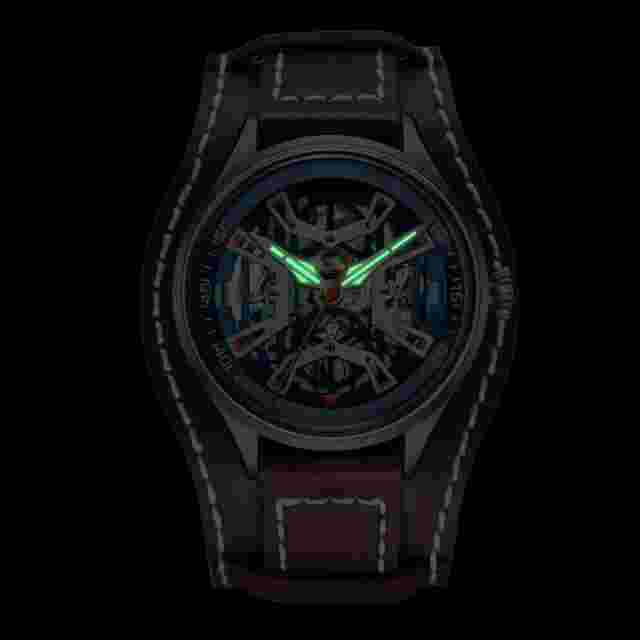 RED STAR ILLUSION Skeleton Dial SEAGULL ST17 Automatic Watch 50M 44.5mm C3 316L
