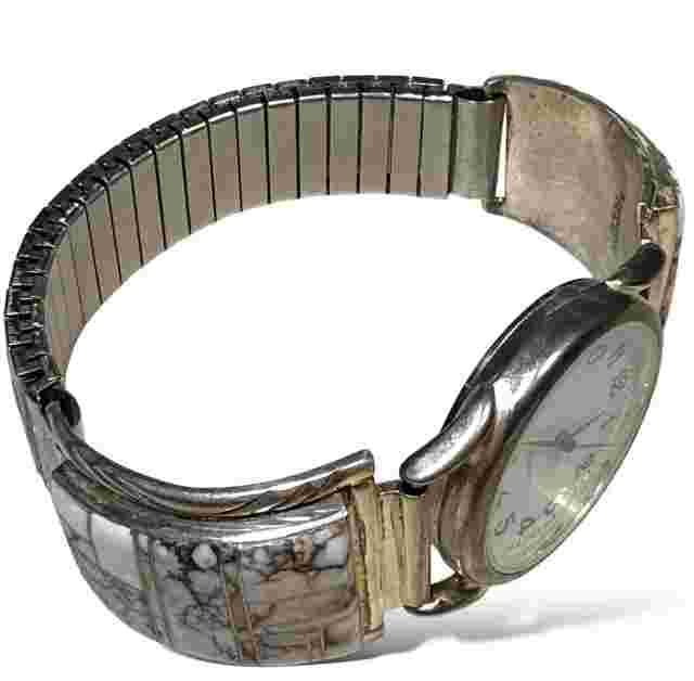 Native White Buffalo Men’s Signed By Ray Francisco Sterling Watch Tips & Watch