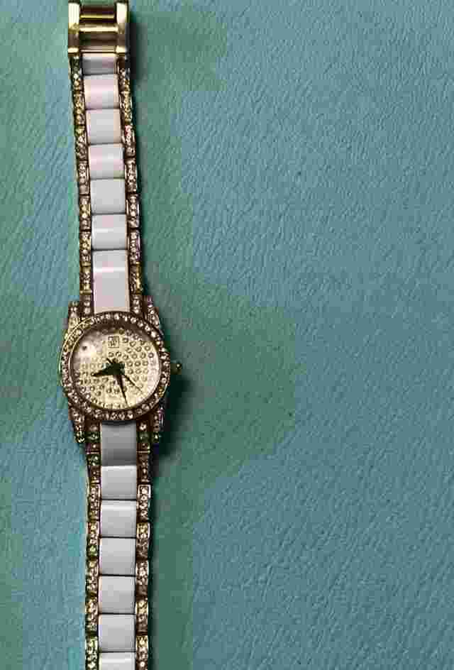 Victoria Wieck  Beverly Hills -White Ceramic Link Watch Pave Face.