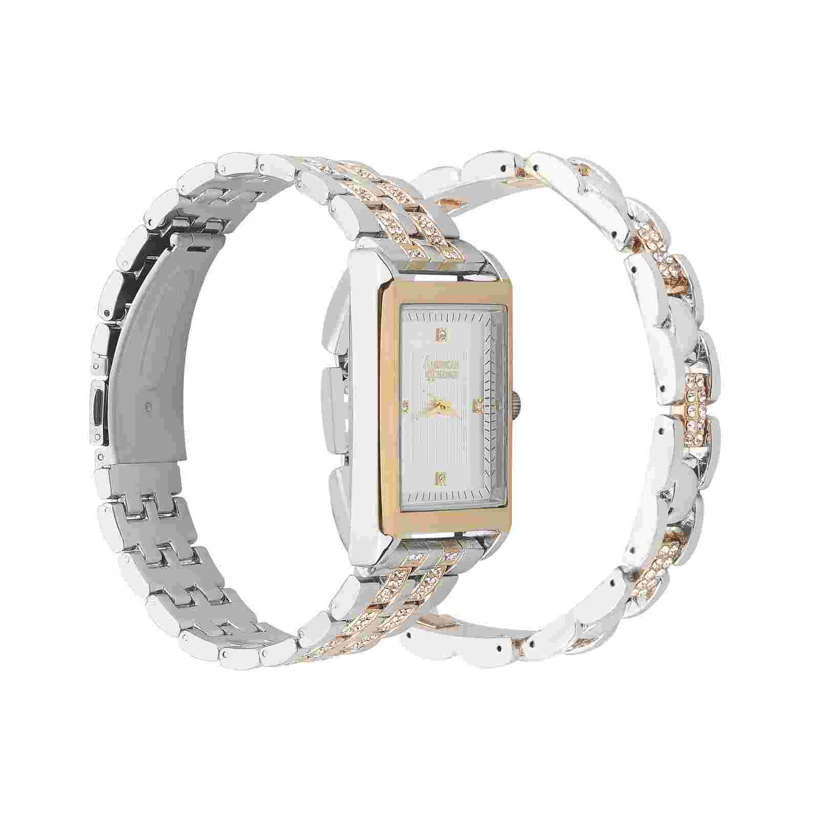 American Exchange Mens Silver Watch & Bracelet Set