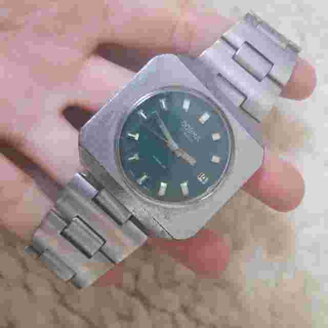 Dogma Rare square Green mechanical vintage watch Ref 451707,Old Dogma collection