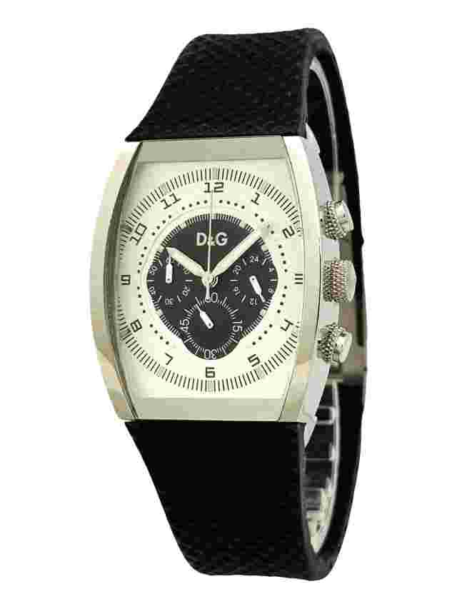 D&G Dolce&Gabbana 3719740182 Unisex Chrono Black Rubber Butterfly Buckle Watch