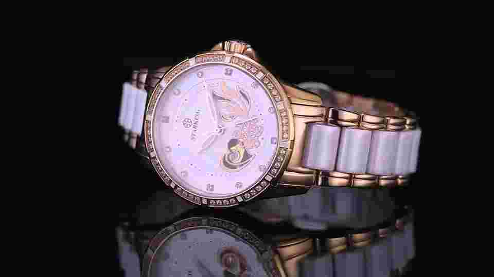 Women's Automatic Mechanical Watches Sapphire Glass 50M Waterproof Ceramic Strap