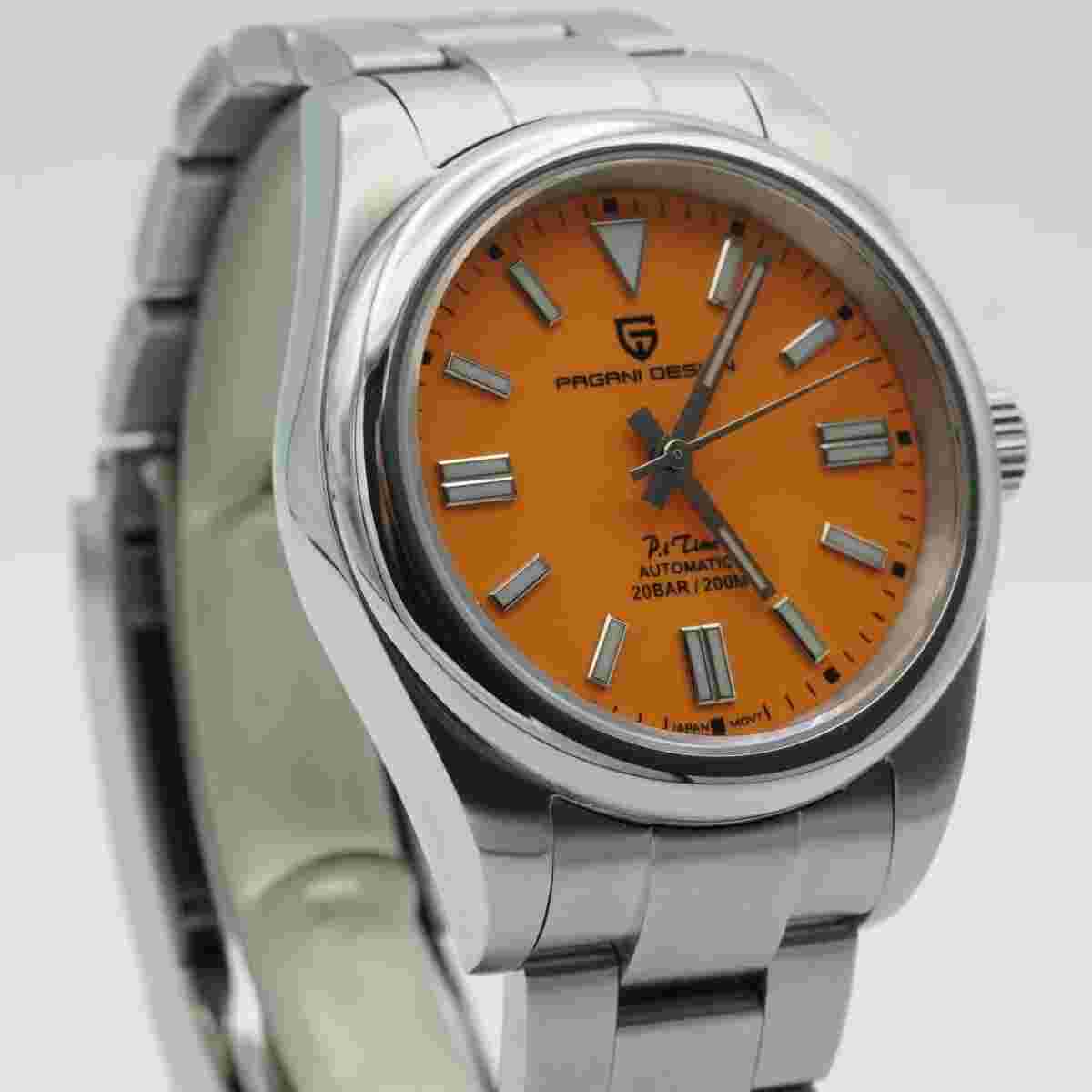 Pagani Design Chronograph Mens Watch 40MM Steel Orange Nice Condition PD1690