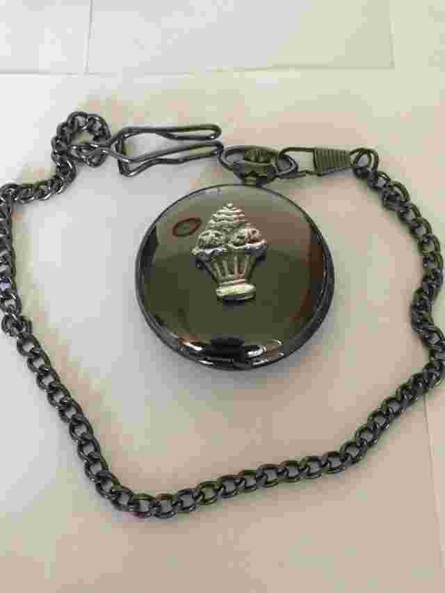 Sundae Icecream TG54 Fine English Pewter on a Black Pocket Watch Quartz fob