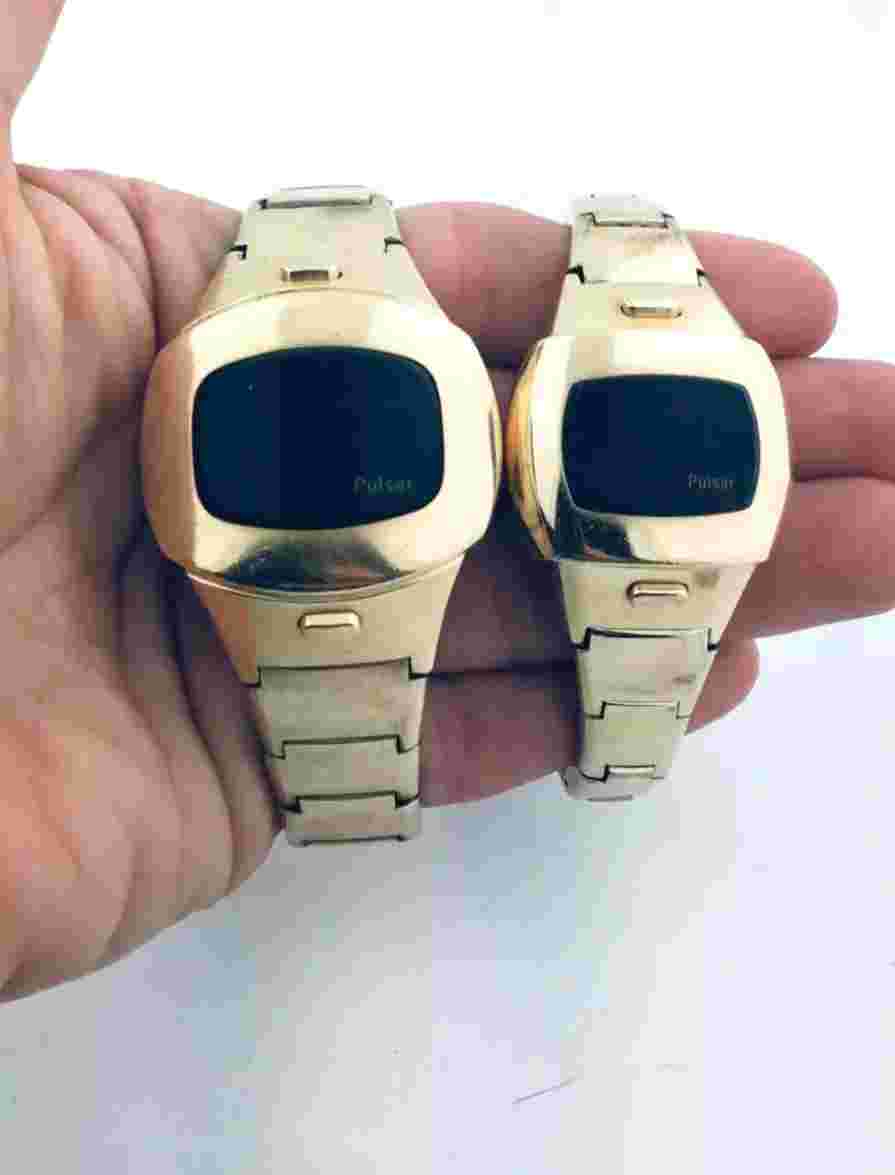 VINTAGE 1970's HAMILTON  PULSAR GOLD FILLED LED WRISTWATCHES: HIS & HERS!!!!