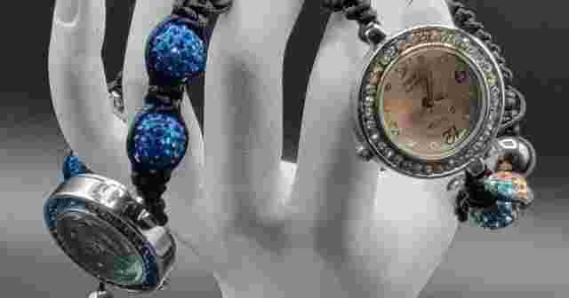 Strada Quartz Ladies Watches 2 Gorgeous Adjustable  Rhinestone Beaded Bracelets