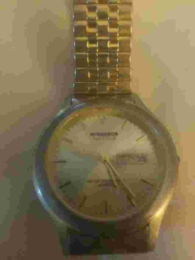 Vintage Mens McGregor Hunt Club Gold Toned Black Dial Analog Watch LMP003 C6