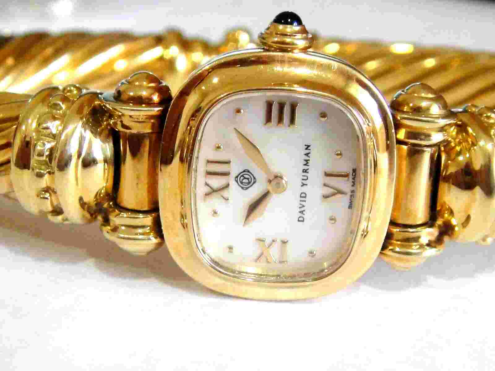 DAVID YURMAN  SOLID 18K GOLD 10mm CABLE WATCH sz LARGE