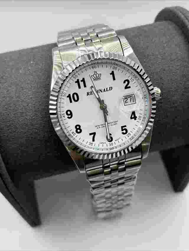 Reginald Mens Wrist Watch Silver White Black Analog Date Quartz. New