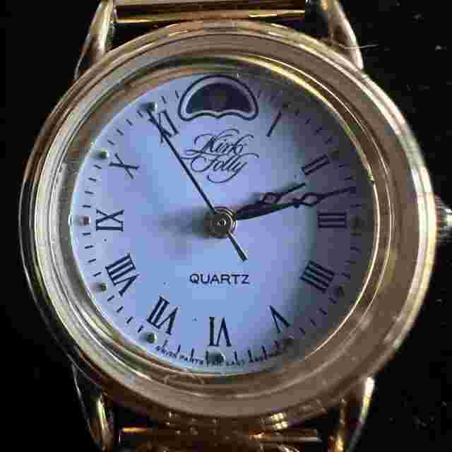 Vintage Kirks Folly Gold Tone Moon Phase Charm Watch Moons & Stars Needs Battery