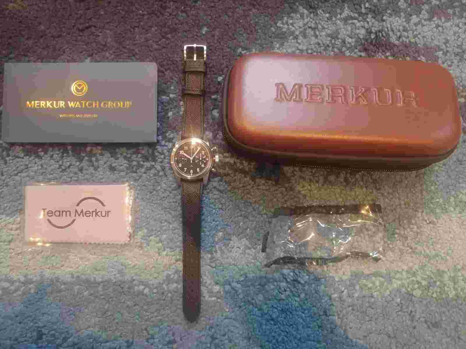 Merkur big eye pilot watch manual winding chronograph mechanical seagull st1901