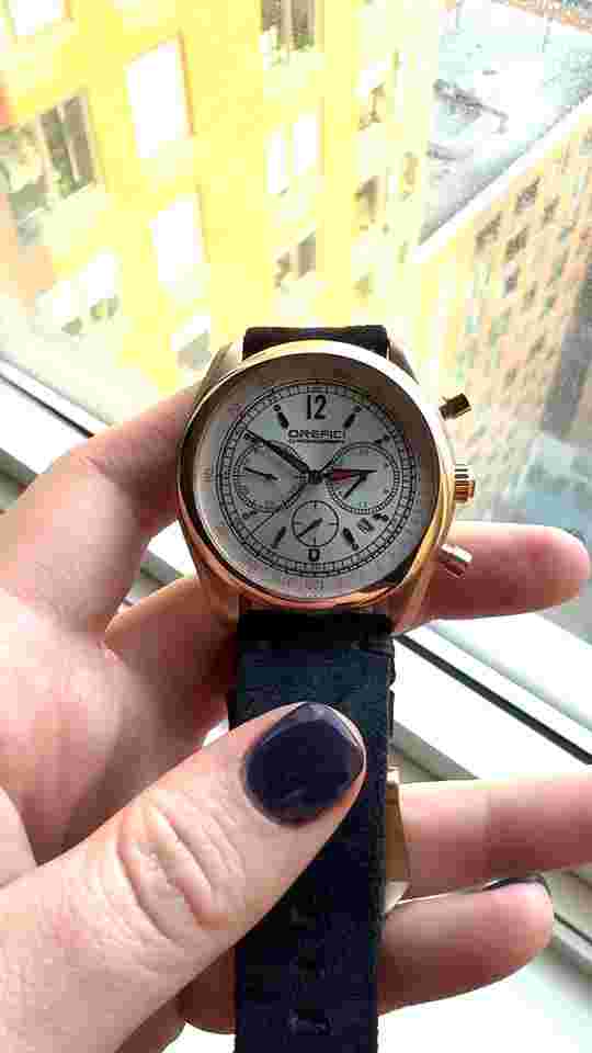 Vintage Rose Gold-Colored Steel Orefici Chronograph Watch