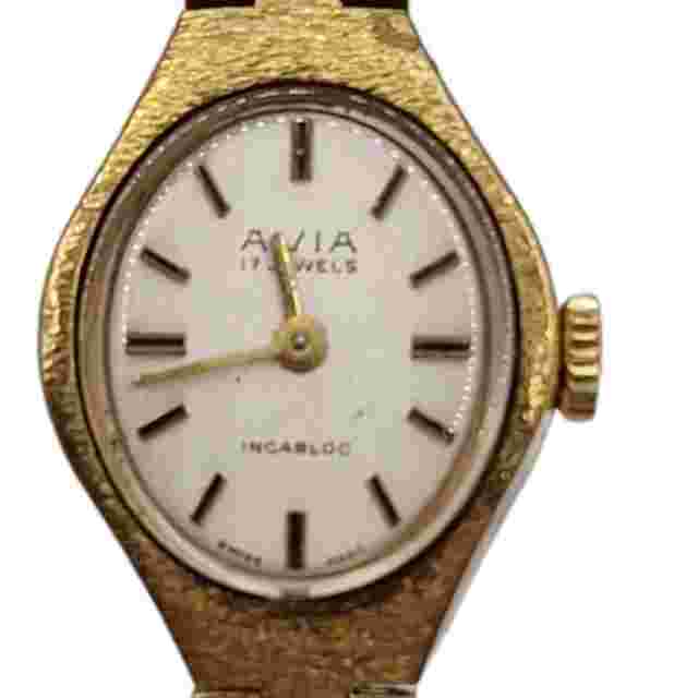 Vintage Ladies Avia 17 Jewels Incabloc Swiss Made Gold-Toned Watch