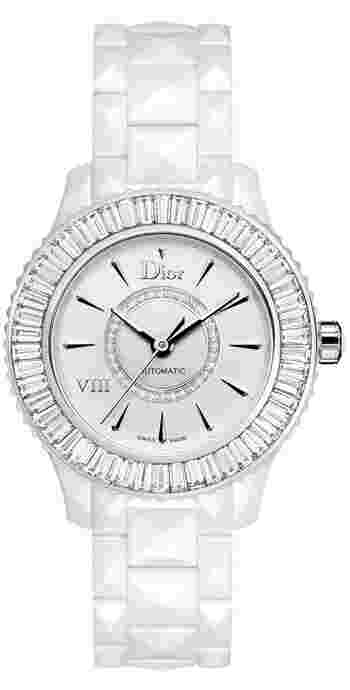 New Dior VIII White Ceramic Diamond Baguette Watch CD1235F9C001 List $62,000.00