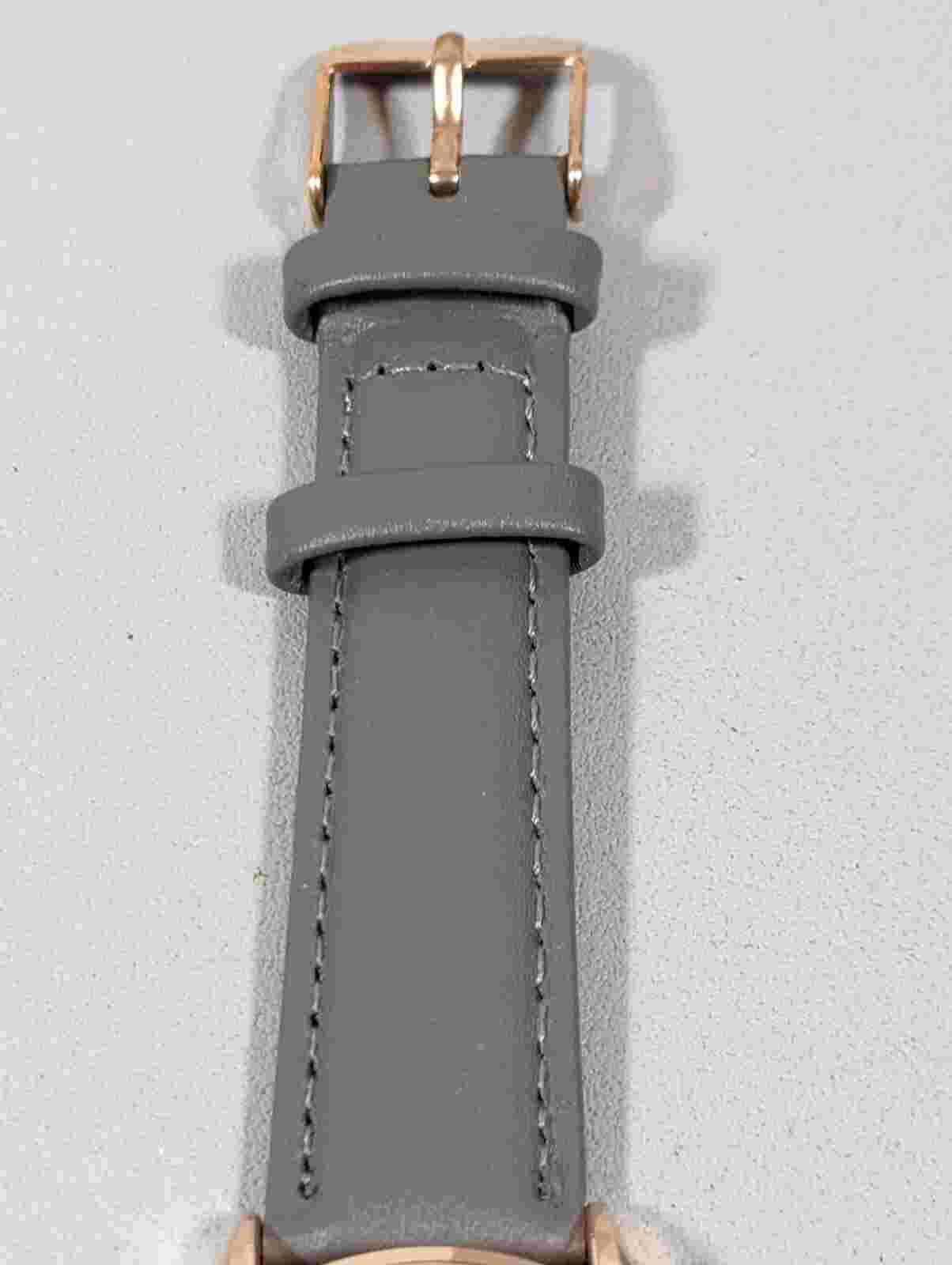 Monroe By Maestro Classique Rose Gold Tone Round Case Gray Leather Band Watch