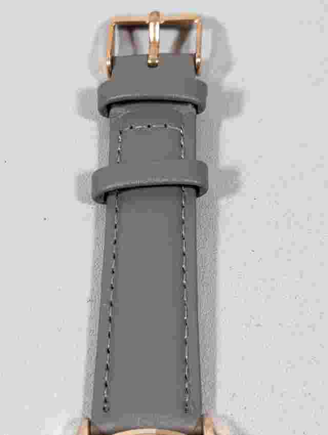 Monroe By Maestro Classique Rose Gold Tone Round Case Gray Leather Band Watch