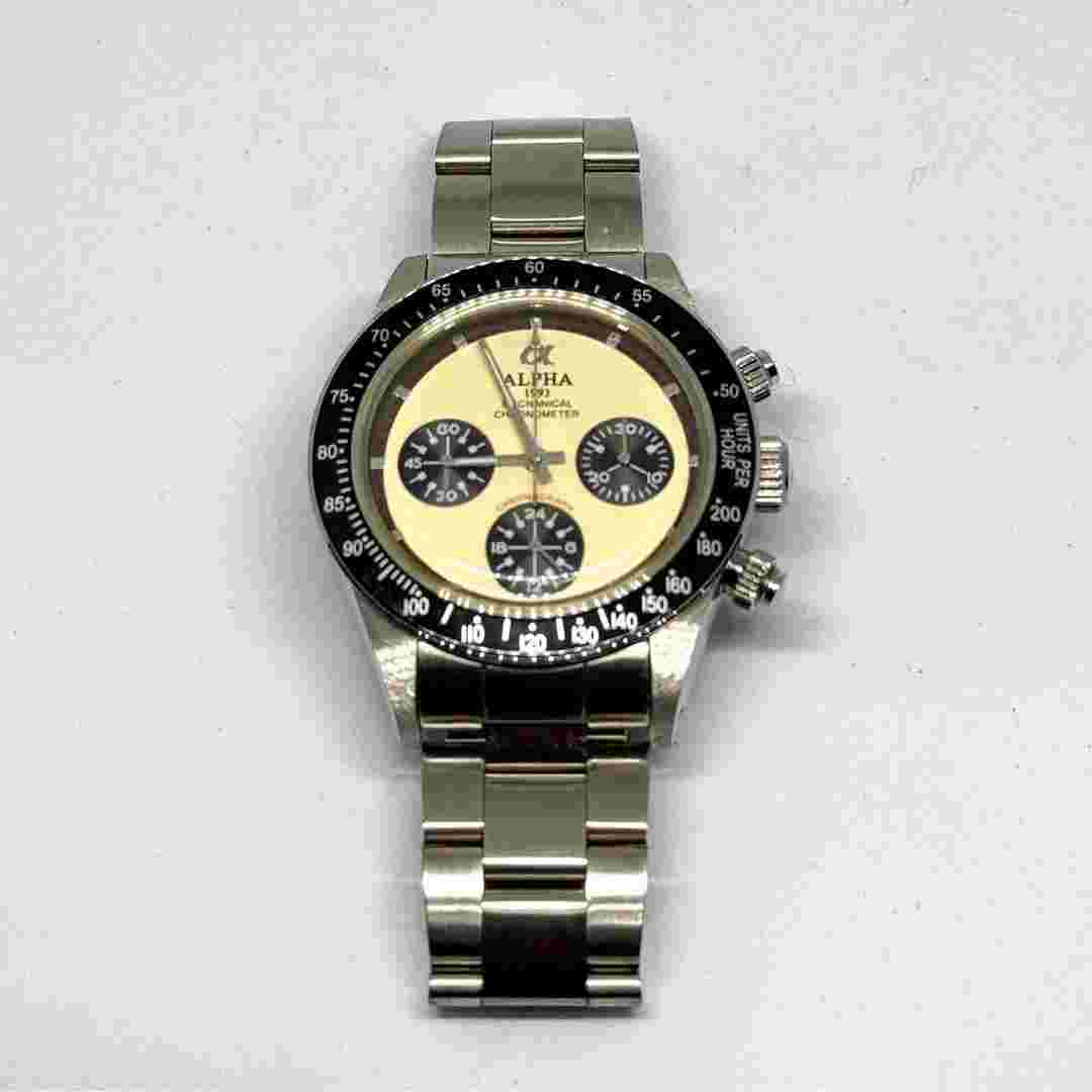 Alpha Hand-Wind Mechanical Chronograph Watch 4cm Face 17cm Band Used