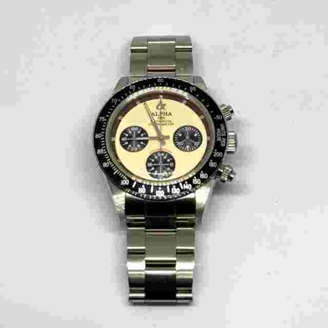 Alpha Hand-Wind Mechanical Chronograph Watch 4cm Face 17cm Band Used