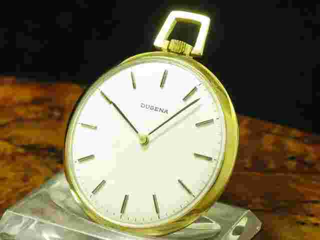 Dugena Gold Mantel Open Face Pocket Watch/Anhängeuhr/Caliber Cupillard 233-60