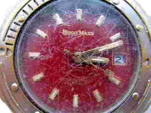 AUTHENTIC HUGO MAXX EURODESIGN 18K GOLD PL MENs MANs Wristwatch WATCH Red Dial