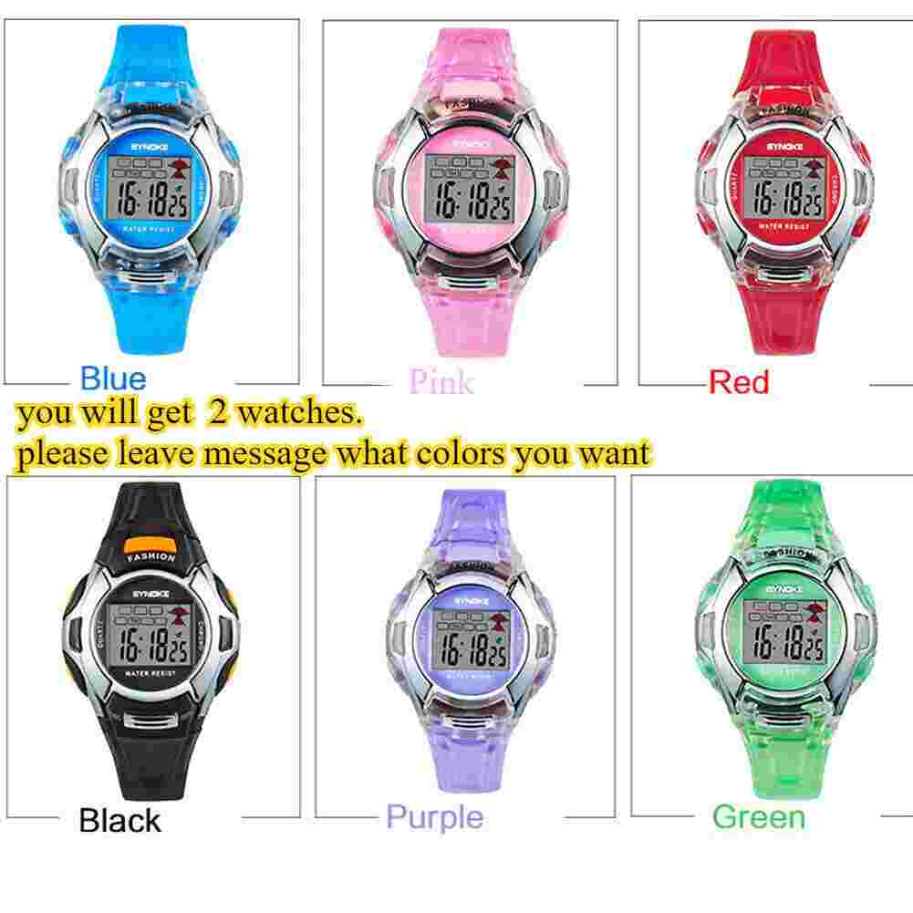 2X Boys Girls Sport Digital Watch Outdoor Waterproof Electronic Watch Xmas Gift