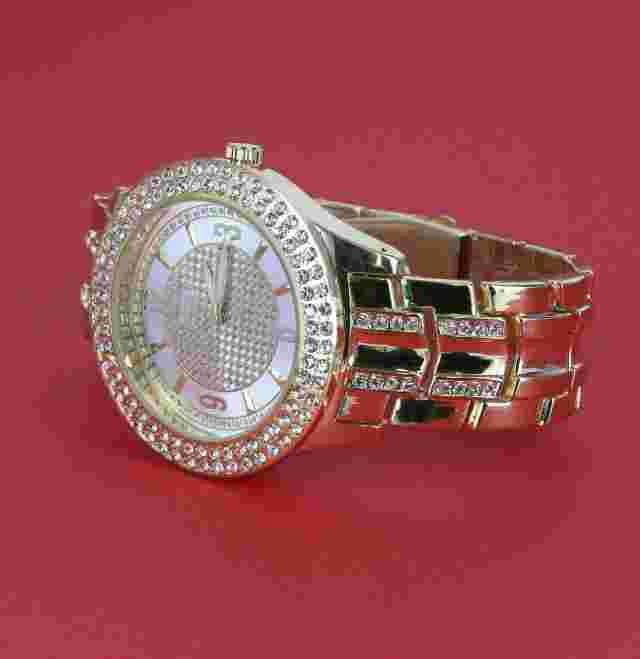 Men's Iced Luxury Bezel & Band Hip Hop Gold Plated Geneva Platinum Watch