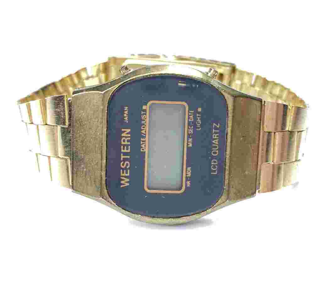 E Western Japan Hong Kong Gold LCD Mens Stainless Mod Mcm Untested