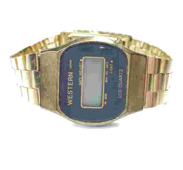 E Western Japan Hong Kong Gold LCD Mens Stainless Mod Mcm Untested