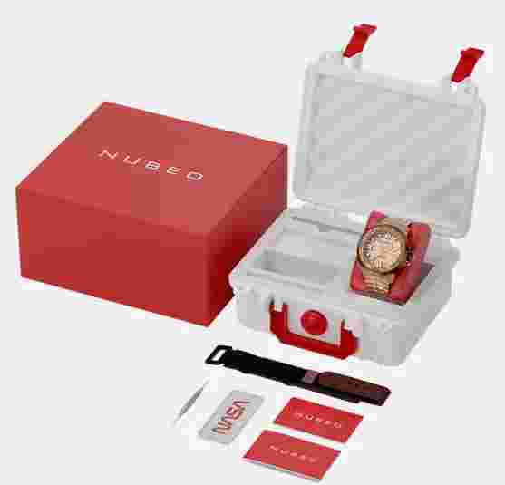 Nubeo Space Apollo Stainless Steel 45mm Automatic Wristwatch / w Lunar Meteorite