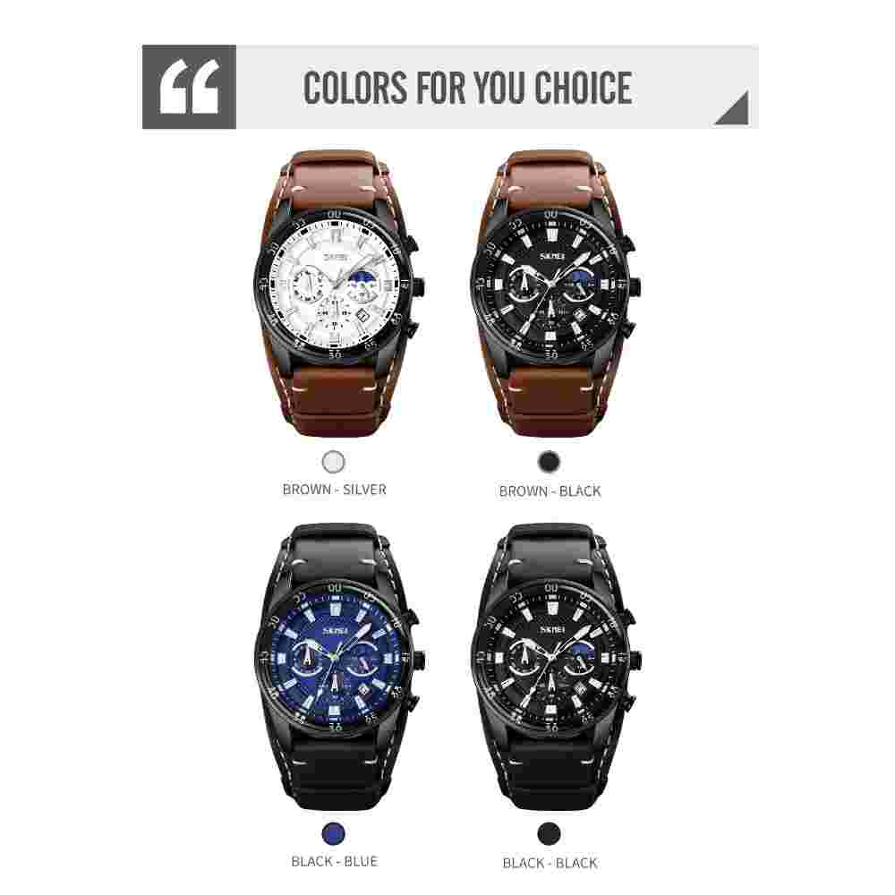 Men Wristwatch 30M Water Resistant Moon Phase Analog Digital Watch RY1
