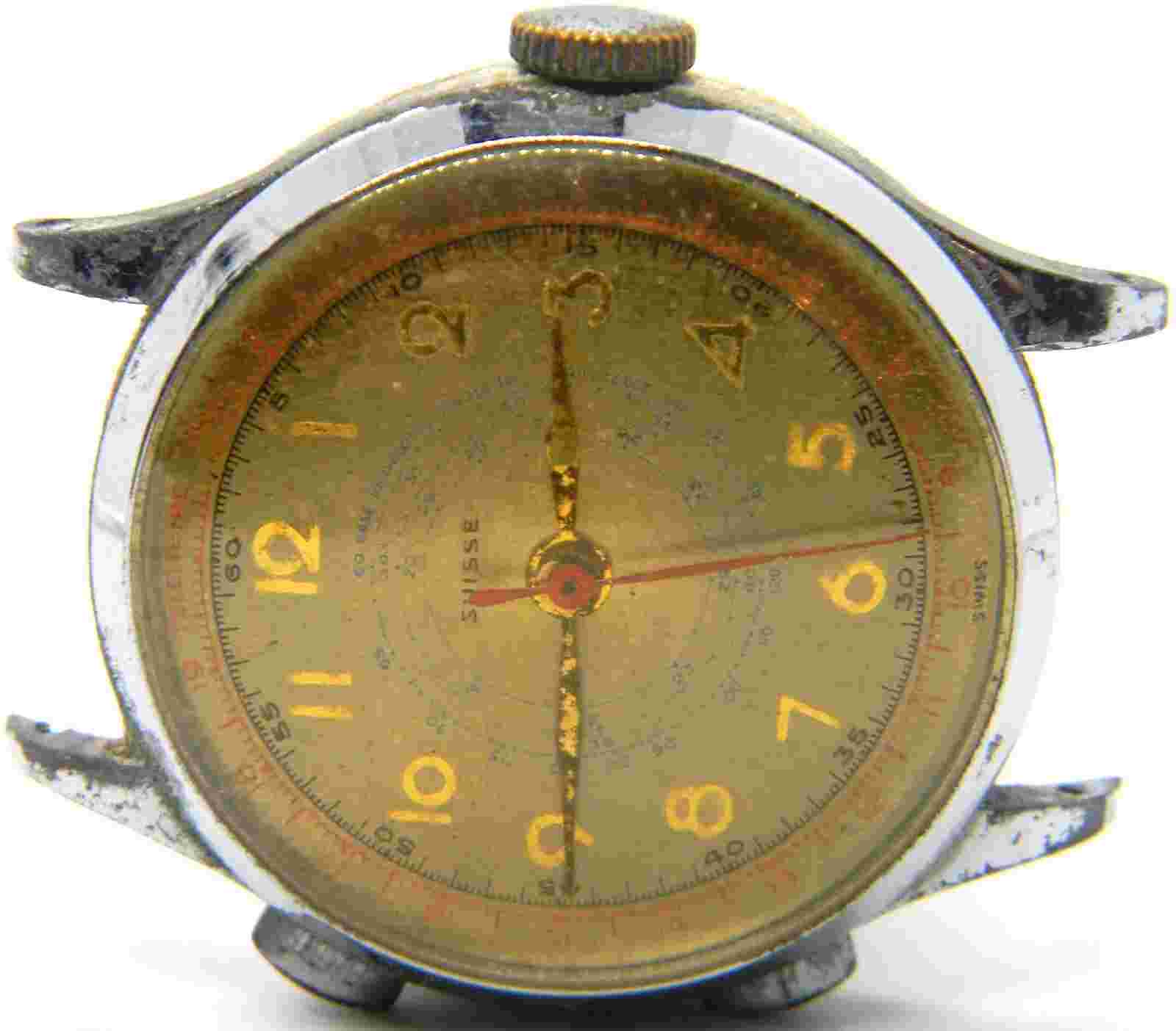 ET274 mens Vintage Suisse Chronograph Telemetre Manual Military Swiss Watch lot