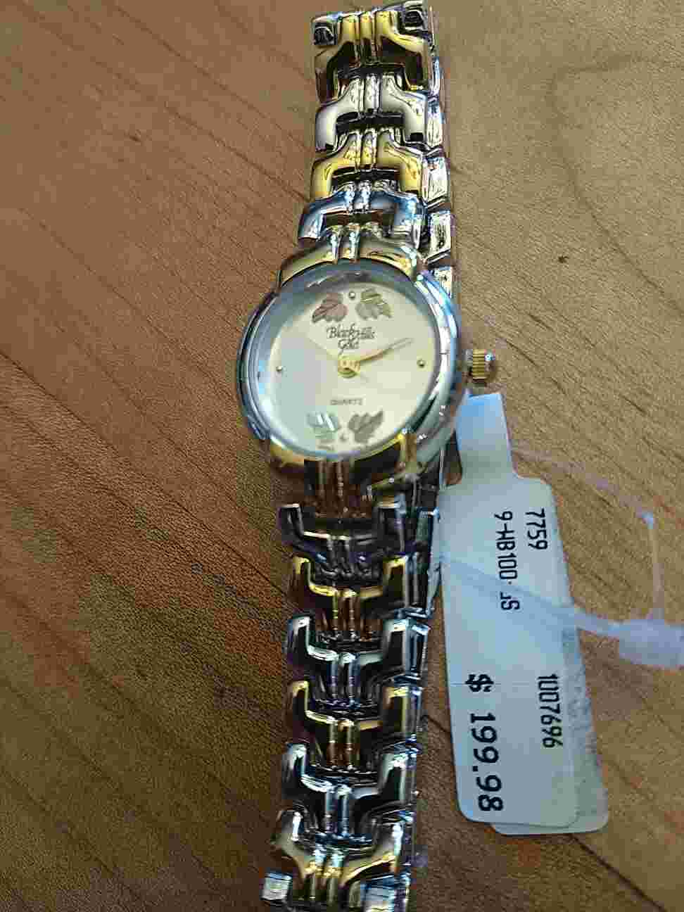 Black Hills Women Watch 1007696 Two Tone Gold Band 12k Gold Leaves NEW W Tags