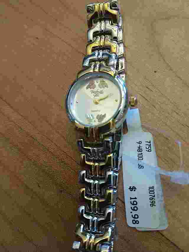Black Hills Women Watch 1007696 Two Tone Gold Band 12k Gold Leaves NEW W Tags