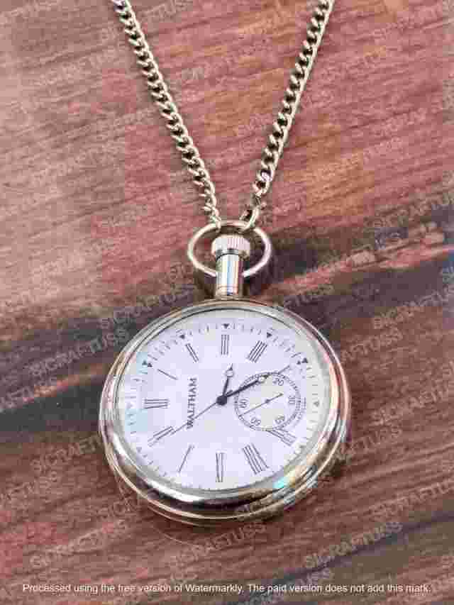 Silver Amerian Waltham Pocket Watch | Waltham Watch Company | Brass Pocket Watch