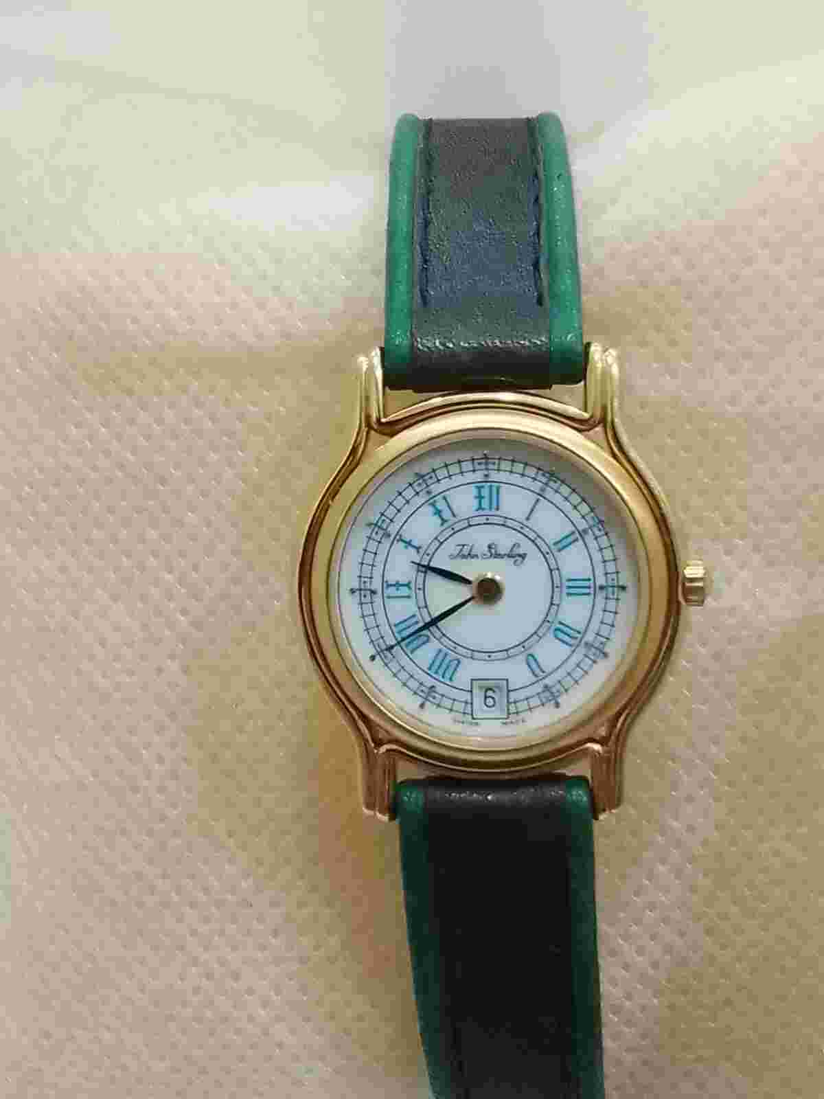 John Sterling Ladies Watch Gold Plated Quartz 13656 Steel Water Resistant Swiss