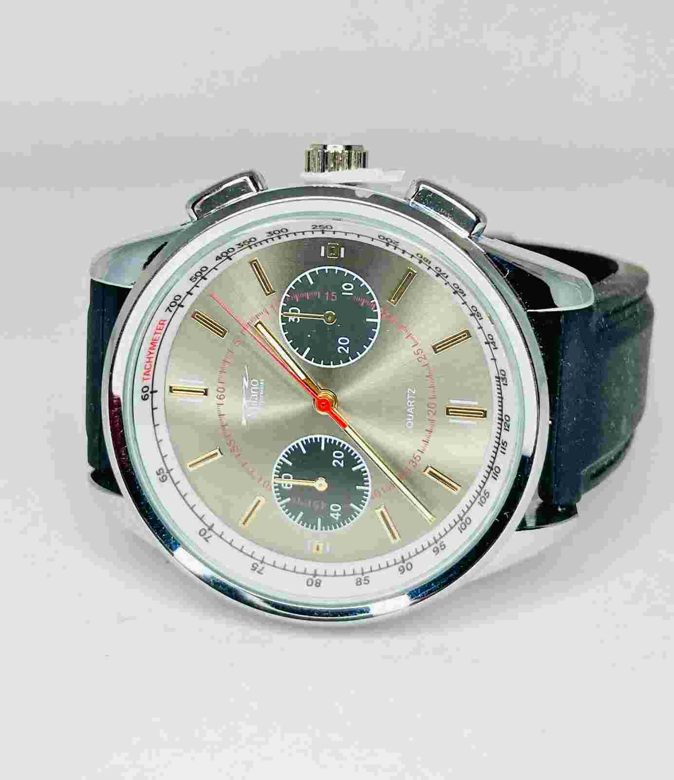 Milano Expressions New Men's Quartz Watch,Vnyl Band Tachymeter,Multi-Dials